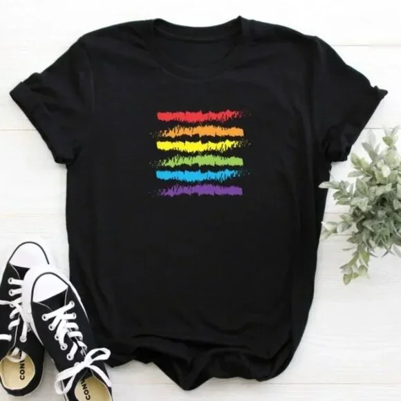 Pride Tshirt Unisex Rainbow Tee Pride Gift Lgbt Flag Tshirt Gay Pride Tee - Picture 1 of 4